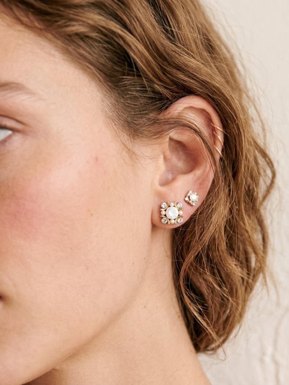 Square Cut Sparkly Rhinestone Earring Studs